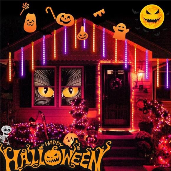 Halloween Lights Outdoor, 2 Pack Extendable Meteor Shower Lights Outdoor - Picture 4 of 7